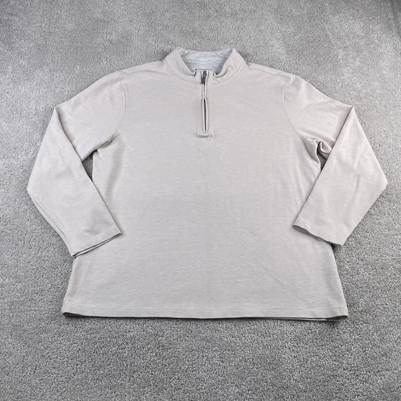 Mizzen and Main Sweater Mens XL Tan Sand Heather Pro Flex Quarter Zip Pullover - Picture 1 of 13